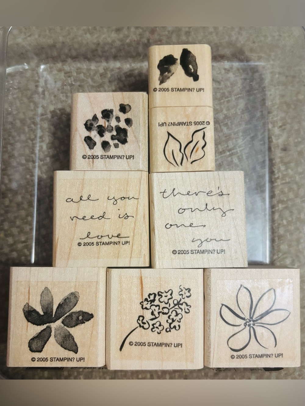 Vintage Retired Stampin' Up! 2005 Painted Posies 8pc Rubber Stamp Set
